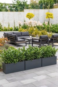 Komplet donic ogrodowych 3 szt. prostokątnych 85 cm antracytowych | Long Midi pełne | Monumo