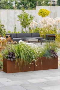 Zestaw donic ogrodowych 2 szt. prostokątnych 85 cm w efekcie corten | Long Midi pełne | Monumo