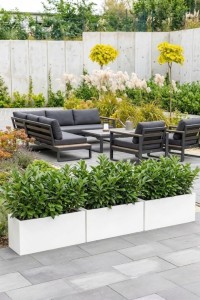 Komplet donic ogrodowych 3 szt. prostokątnych 85 cm białych | Long Midi pełne | Monumo