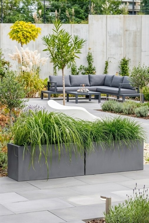 Zestaw donic ogrodowych 2 szt. prostokątnych 85 cm szarych | Long Midi pełne | Monumo