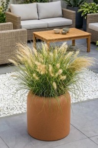 Donica okrągła na taras Ambienti 39 cm efekt rdzy pełna | Monumo