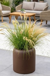 Donica okrągła na taras Ambienti 39 cm efekt corten pełna | Monumo