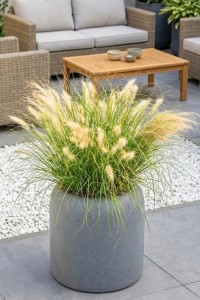 Donica okrągła na taras Ambienti 39 cm efekt kamienia pełna | Monumo