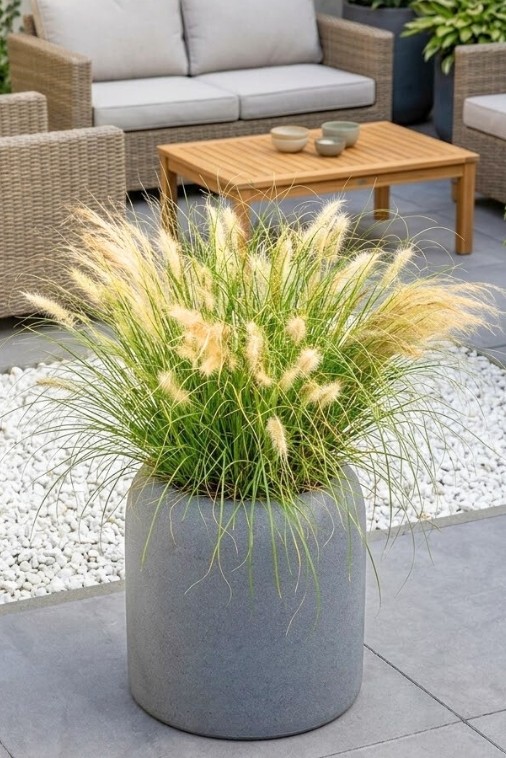 Donica okrągła na taras Ambienti 39 cm efekt kamienia pełna | Monumo