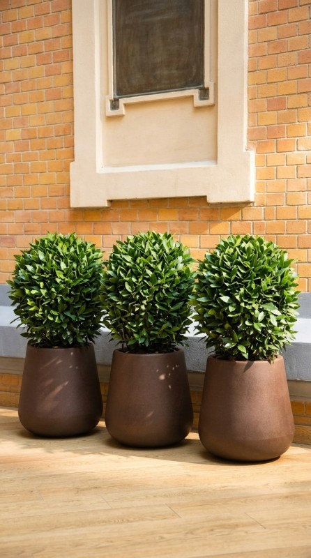 Duża donica ogrodowa 50 cm efekt corten | Lago z półką | Monumo