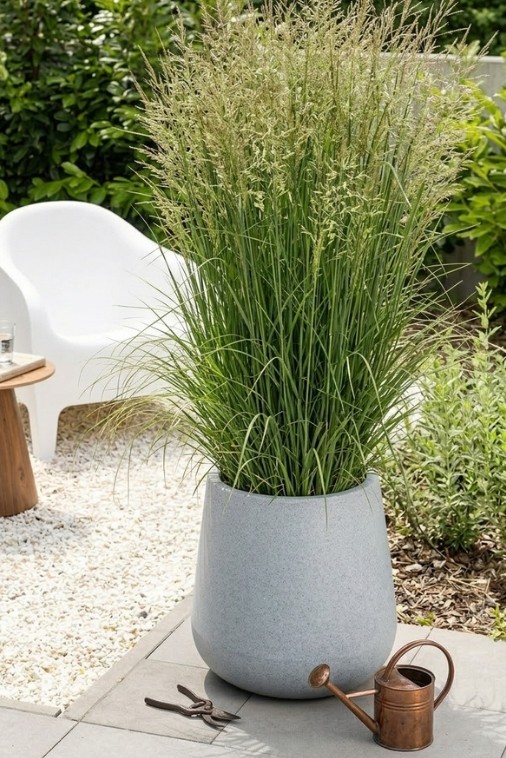 Duża donica ogrodowa 50 cm efekt kamienia | Lago z półką | Monumo