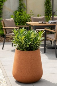 Duża donica ogrodowa okrągła 50 cm efekt rdzy  z wyjmowanym wkładem | Lago | Monumo