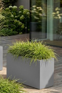 Donica prostokątna długa na taras Lungo Maxi z półką 80 cm (80x35x50) szara | Monumo