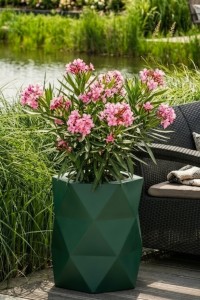 Nowoczesna donica ogrodowa 54 cm butelkowa zieleń | Modena z półką | Monumo