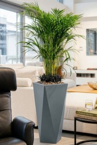 Wysoka donica na taras Vaso pełna 72 cm szara | Monumo