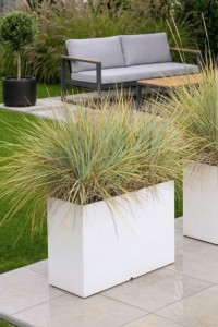 Donica prostokątna długa na taras Lungo Grande 85 cm (85x35x60) biała | Monumo