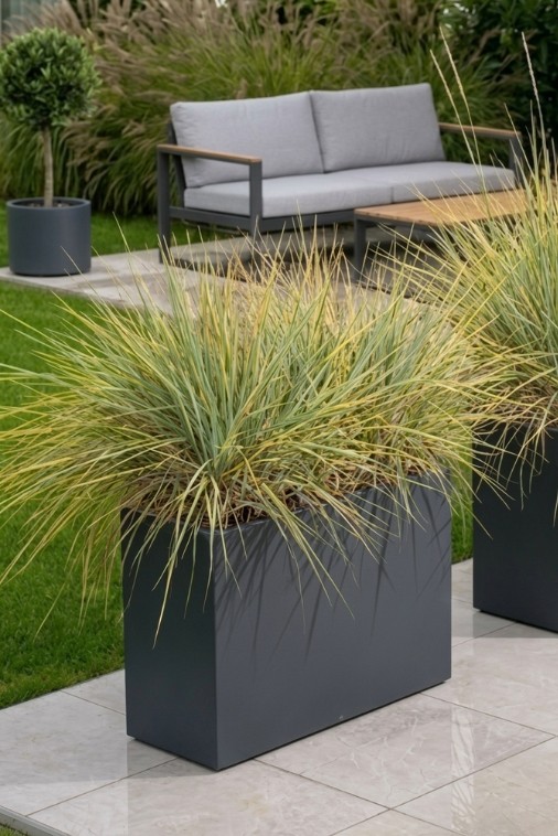 Donica prostokątna długa na taras Lungo Grande 85 cm (85x35x60) antracytowa | Monumo