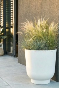 Donica tarasowa okrągła 45 cm biała | Stevio z półką | Monumo