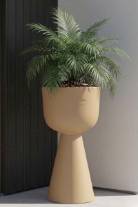 Wysoka donica ogrodowa kielich 80 cm beżowa | Zendo z półką | Monumo