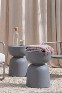 Zestaw 2 Okrągłych Stolików Ogrodowych Monumo Tapo 45 i 60 cm szarych | Na Taras i Balkon