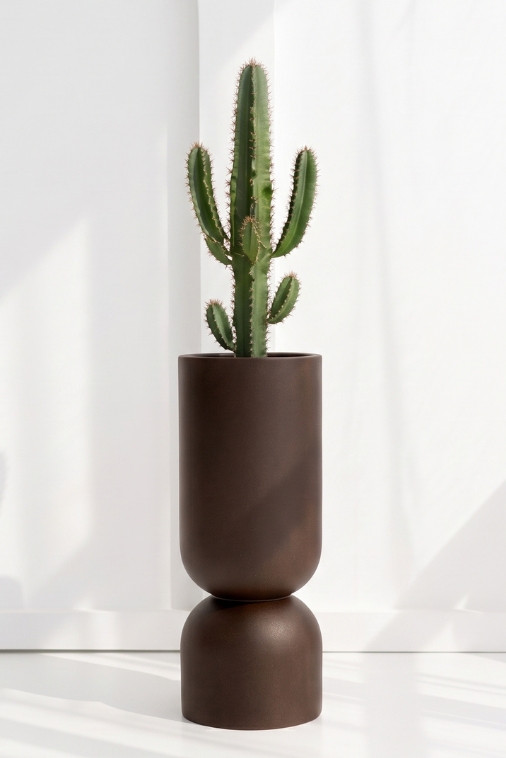 Donica na balkon Perfetto 80 cm corten effect kielich z półką Monumo