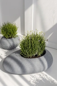 Donica ogrodowa kamień 88 cm efekt kamienia | Stoner M z półką | Monumo