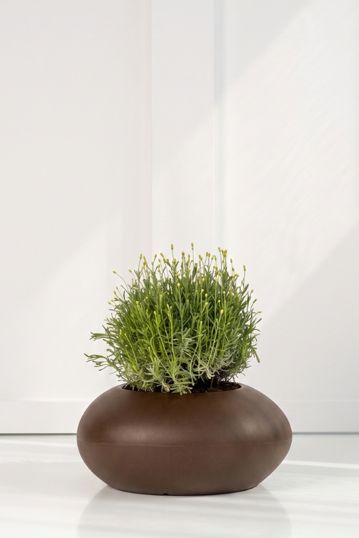 Donica ogrodowa kamień 57 cm efekt corten | Stoner S z półką | Monumo