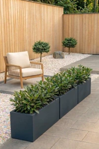 Zestaw 3 długich wąskich donic ogrodowych Long Slim 80 cm (80x30x35) antracytowych | Monumo