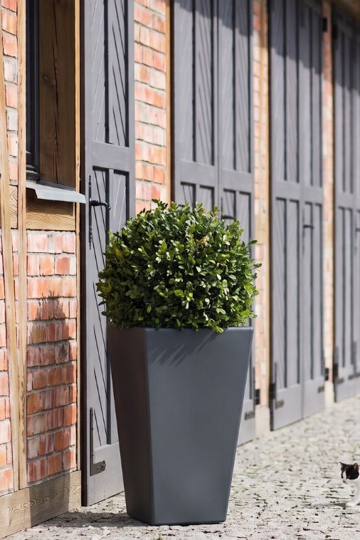 Donica ogrodowa klasyczna 70 cm antracyt | Slim Line S z półką | Monumo
