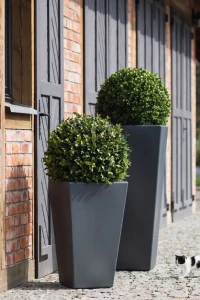 Zestaw 2 donic ogrodowych antracytowych 110 cm i 70 cm | Slim Line S i M z półką | Monumo