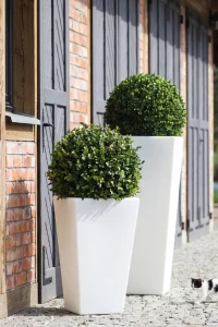 Zestaw 2 donic ogrodowych białych 110 cm i 70 cm | Slim Line S i M z półką | Monumo