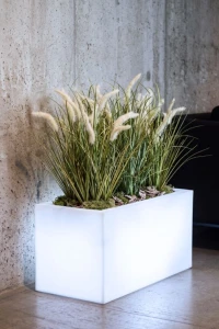 Donica LED podświetlana  prostokątna 75 cm barwa zimna | Lungo z półką | Monumo