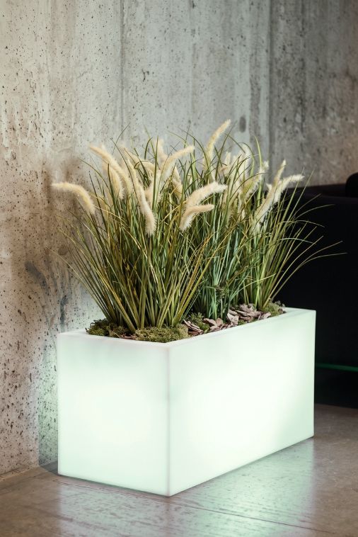 Donica LED podświetlana  prostokątna 75 cm RGB + pilot | Lungo z półką | Monumo