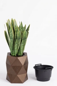 Donica tarasowa geometryczna designerska 54 cm efekt corten z wyjmowanym wkładem | Modena | Monumo