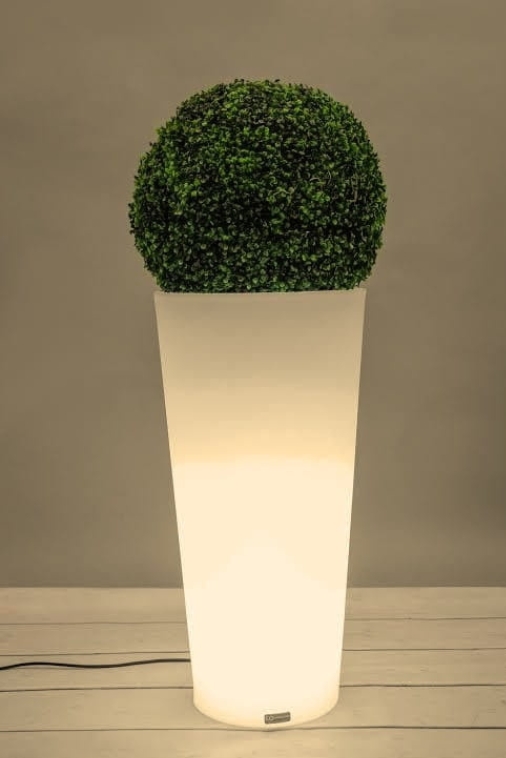 Podświetlana okrągła donica LED ogrodowa 80 cm – barwa ciepła | Habana light | Monumo