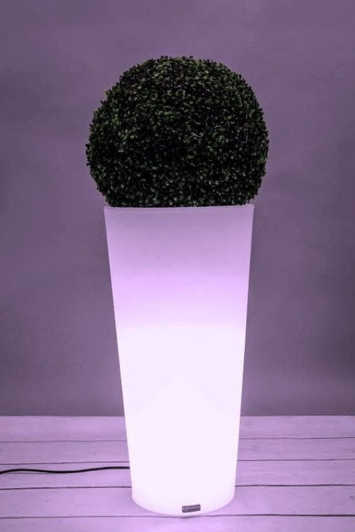 Podświetlana okrągła donica LED ogrodowa 80 cm – RGB + pilot | Habana light | Monumo