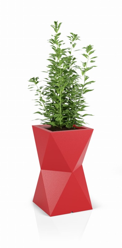 Wysoka donica na taras Valencia pełna 70 cm czerwona | Monumo