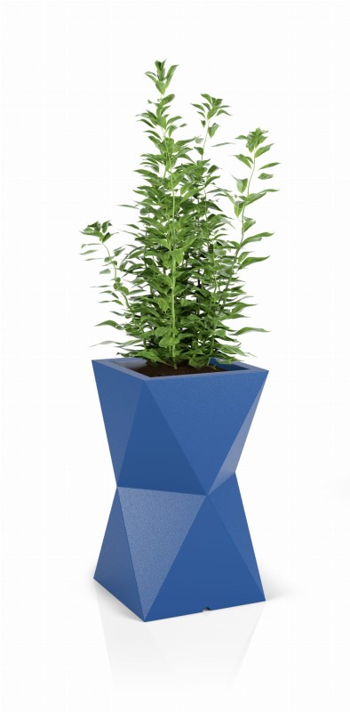 Wysoka donica na taras Valencia pełna 70 cm niebieska | Monumo