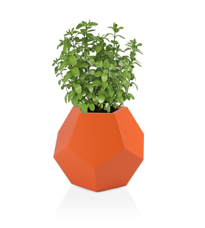 Donica geometryczna ogrodowa 53 cm pomarańczowa | Alma z półką | Monumo
