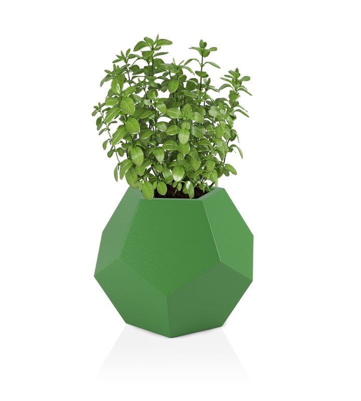 Donica geometryczna ogrodowa 53 cm limonka | Alma z półką | Monumo