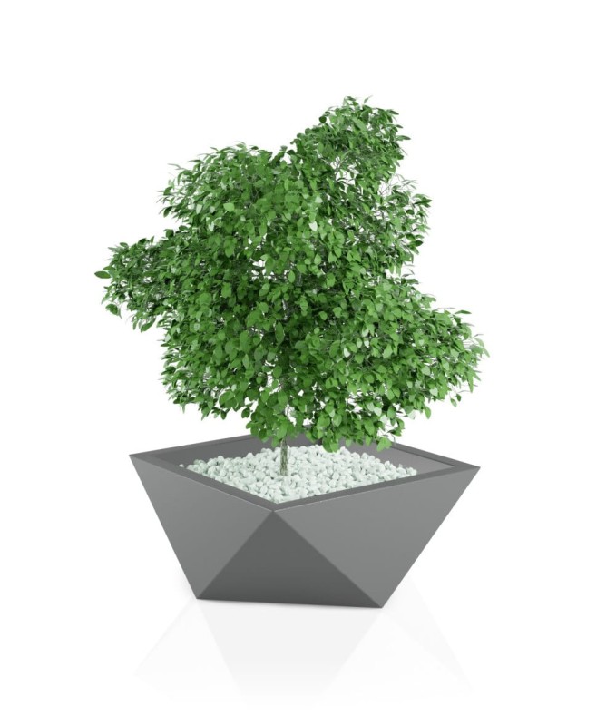 Donica ogrodowa duża szeroka nowoczesna 65 cm szara | Vendetta z półką | Monumo