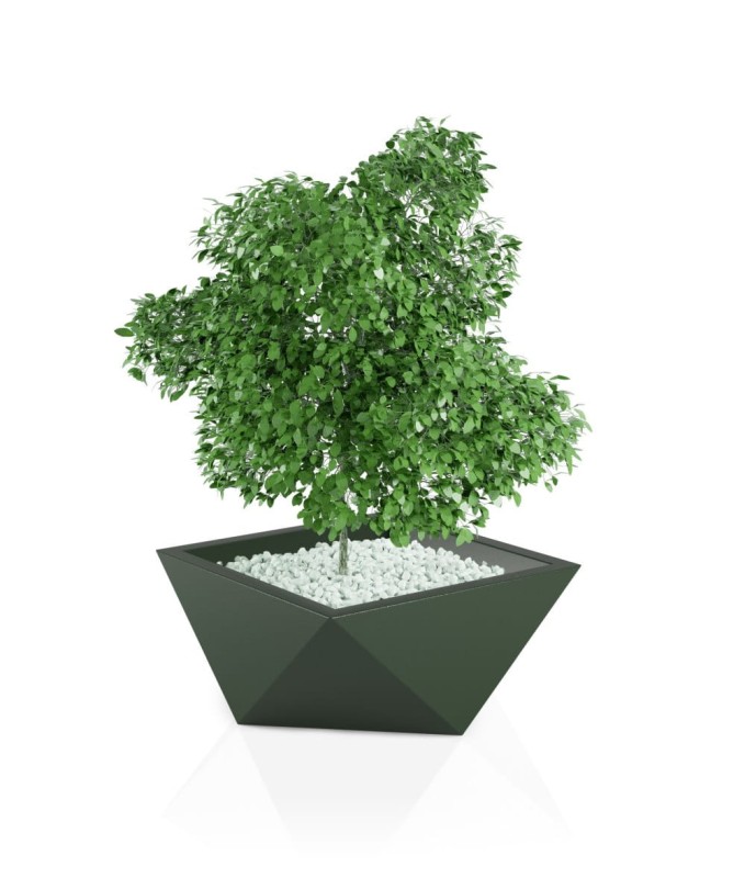 Donica ogrodowa duża szeroka nowoczesna 65 cm butelkowa zieleń | Vendetta z półką | Monumo