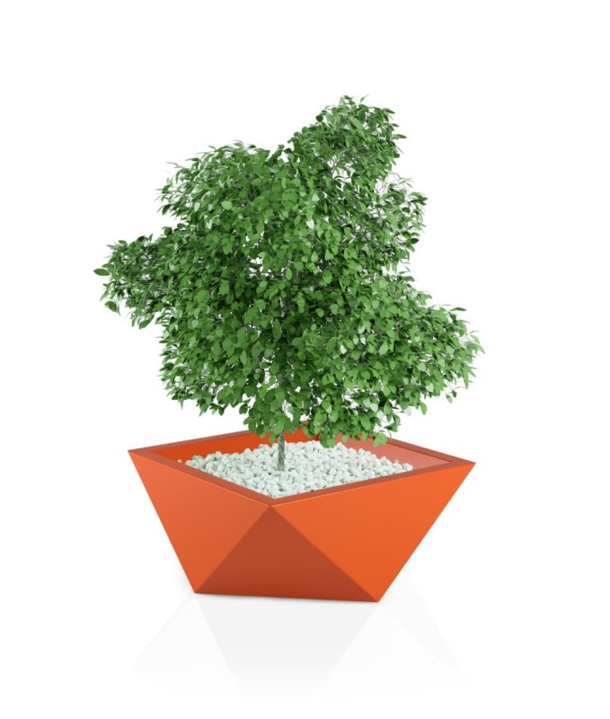 Donica ogrodowa duża szeroka nowoczesna 65 cm pomarańczowa | Vendetta pełna | Monumo