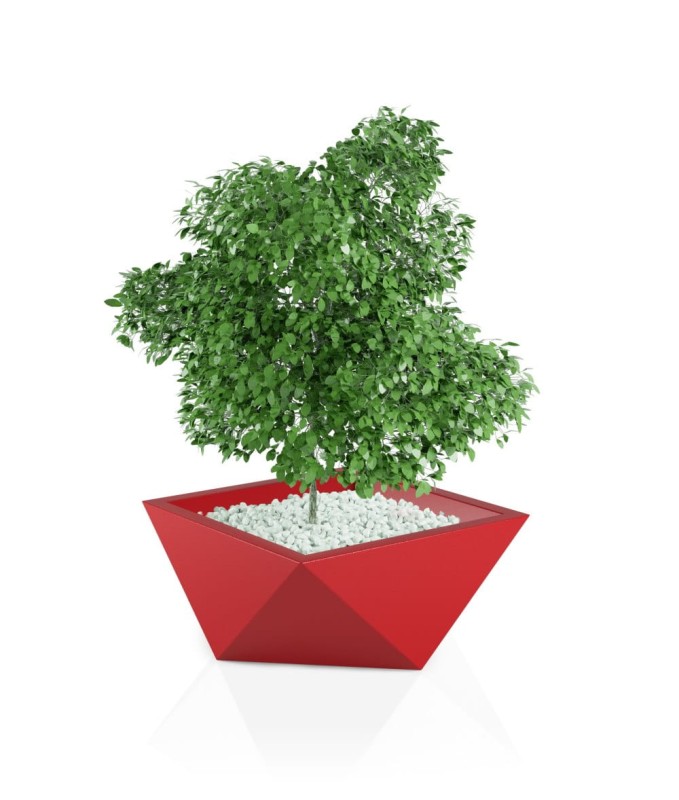 Donica ogrodowa duża szeroka nowoczesna 65 cm czerwona | Vendetta z półką | Monumo