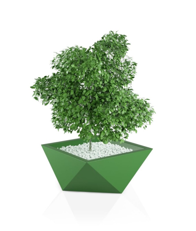 Donica ogrodowa duża szeroka nowoczesna 65 cm limonkowa | Vendetta z półką | Monumo