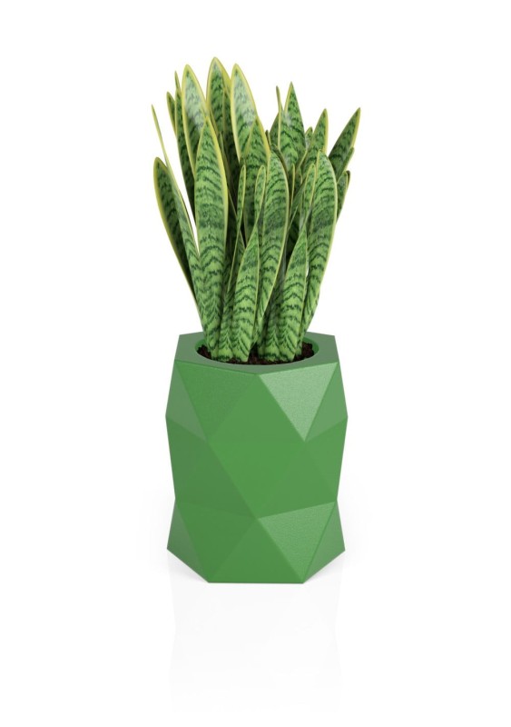 Nowoczesna donica ogrodowa 54 cm limonkowa | Modena z półką | Monumo