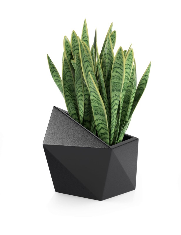 Donica tarasowa asymetryczna nowoczesna 47 cm czarna | Astro pełna | Monumo