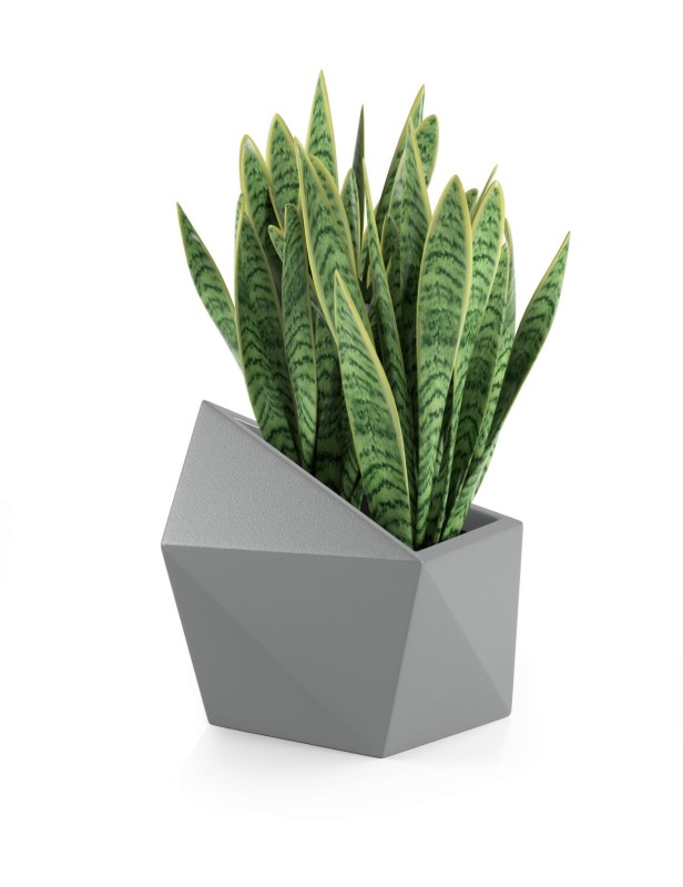 Donica tarasowa asymetryczna nowoczesna 47 cm szara | Astro pełna | Monumo