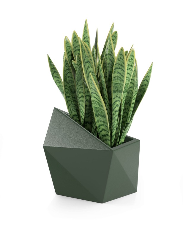 Donica tarasowa asymetryczna nowoczesna 47 cm butelkowa zieleń | Astro pełna | Monumo