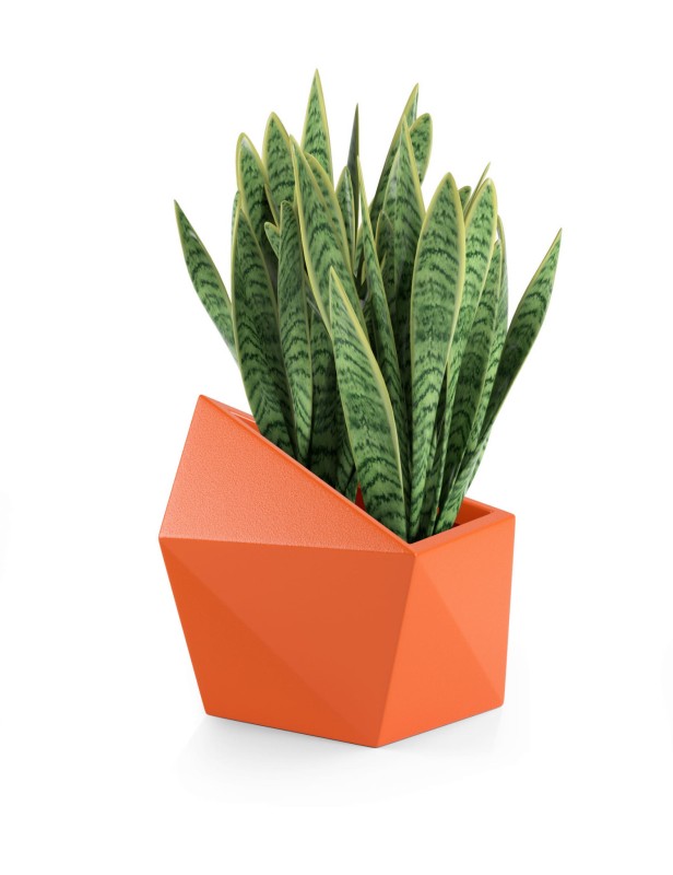 Donica tarasowa asymetryczna nowoczesna 47 cm pomarańczowa | Astro pełna | Monumo