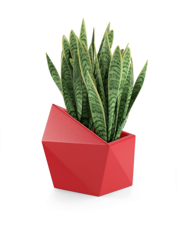 Donica tarasowa asymetryczna nowoczesna 47 cm czerwona | Astro pełna | Monumo