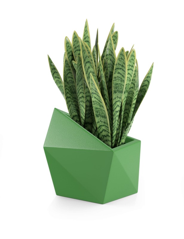 Donica tarasowa asymetryczna nowoczesna 47 cm limonkowa | Astro pełna | Monumo