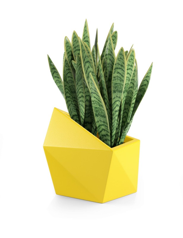Donica tarasowa asymetryczna nowoczesna 47 cm żółta | Astro pełna | Monumo