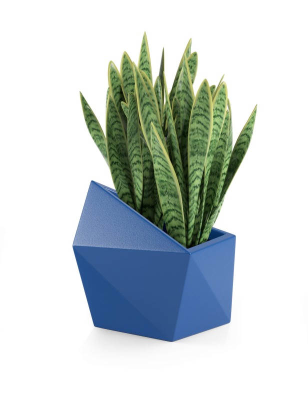 Donica tarasowa asymetryczna nowoczesna 47 cm niebieska | Astro pełna | Monumo