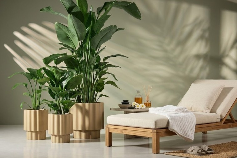 Designerska ryflowana donica do salonu Monumo Ribbo 45 cm